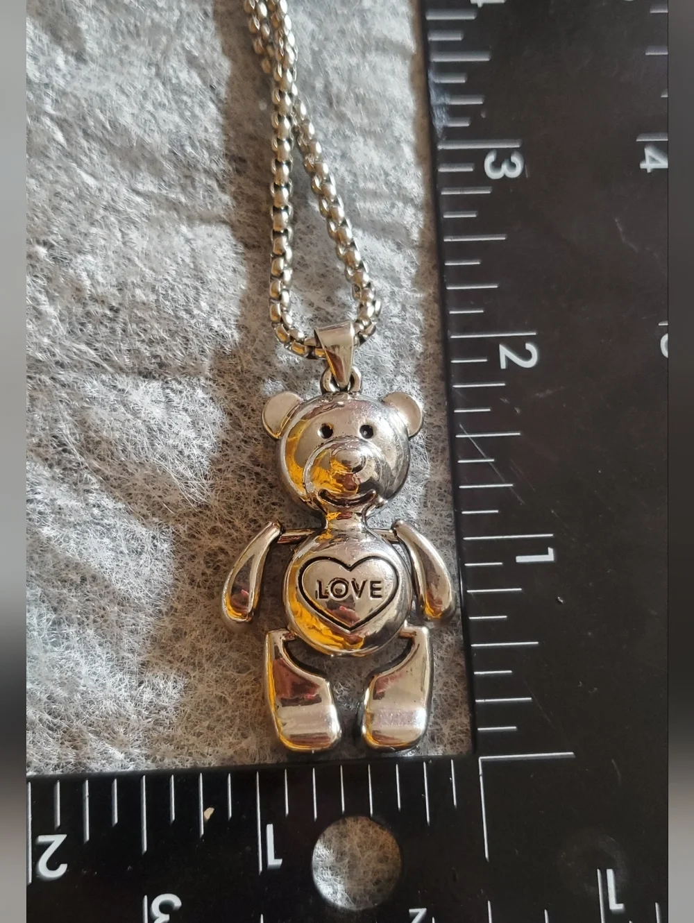 Silvertone Love Bear with Moveable Arms And Legs in Stainless Steel, 24inches